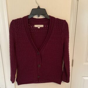 LOFT Women's Deep Red Cardigan